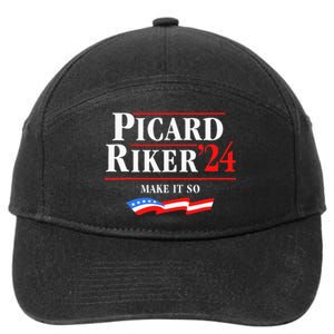 Picard Riker 2024 Make It So American Flag Funny Political 7-Panel Snapback Hat