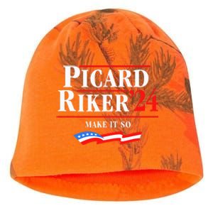 Picard Riker 2024 Make It So American Flag Funny Political Kati - Camo Knit Beanie