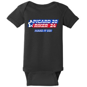 Picard Riker 2024 Make It So Politics Election Parody Funny Baby Bodysuit