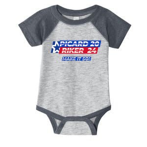 Picard Riker 2024 Make It So Politics Election Parody Funny Infant Baby Jersey Bodysuit