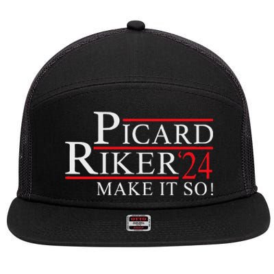 Picard Riker 2024 Presidential Campaign 7 Panel Mesh Trucker Snapback Hat