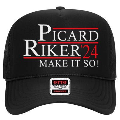 Picard Riker 2024 Presidential Campaign High Crown Mesh Back Trucker Hat