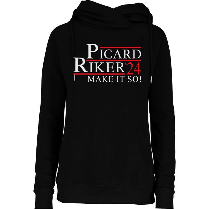 Picard Riker 2024 Presidential Campaign Womens Funnel Neck Pullover Hood