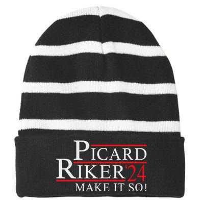 Picard Riker 2024 Presidential Campaign Striped Beanie with Solid Band