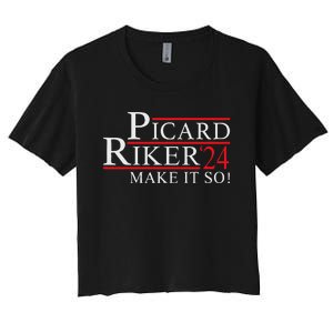 Picard Riker 2024 Presidential Campaign Women's Crop Top Tee