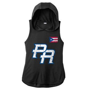 Puerto Rico Baseball Flag Pride Boricua Puerto Rico Ladies PosiCharge Tri-Blend Wicking Draft Hoodie Tank