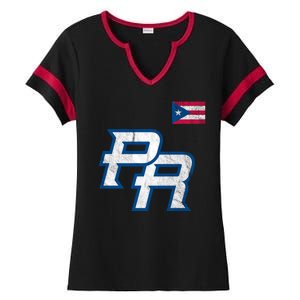 Puerto Rico Baseball Flag Pride Boricua Puerto Rico Ladies Halftime Notch Neck Tee