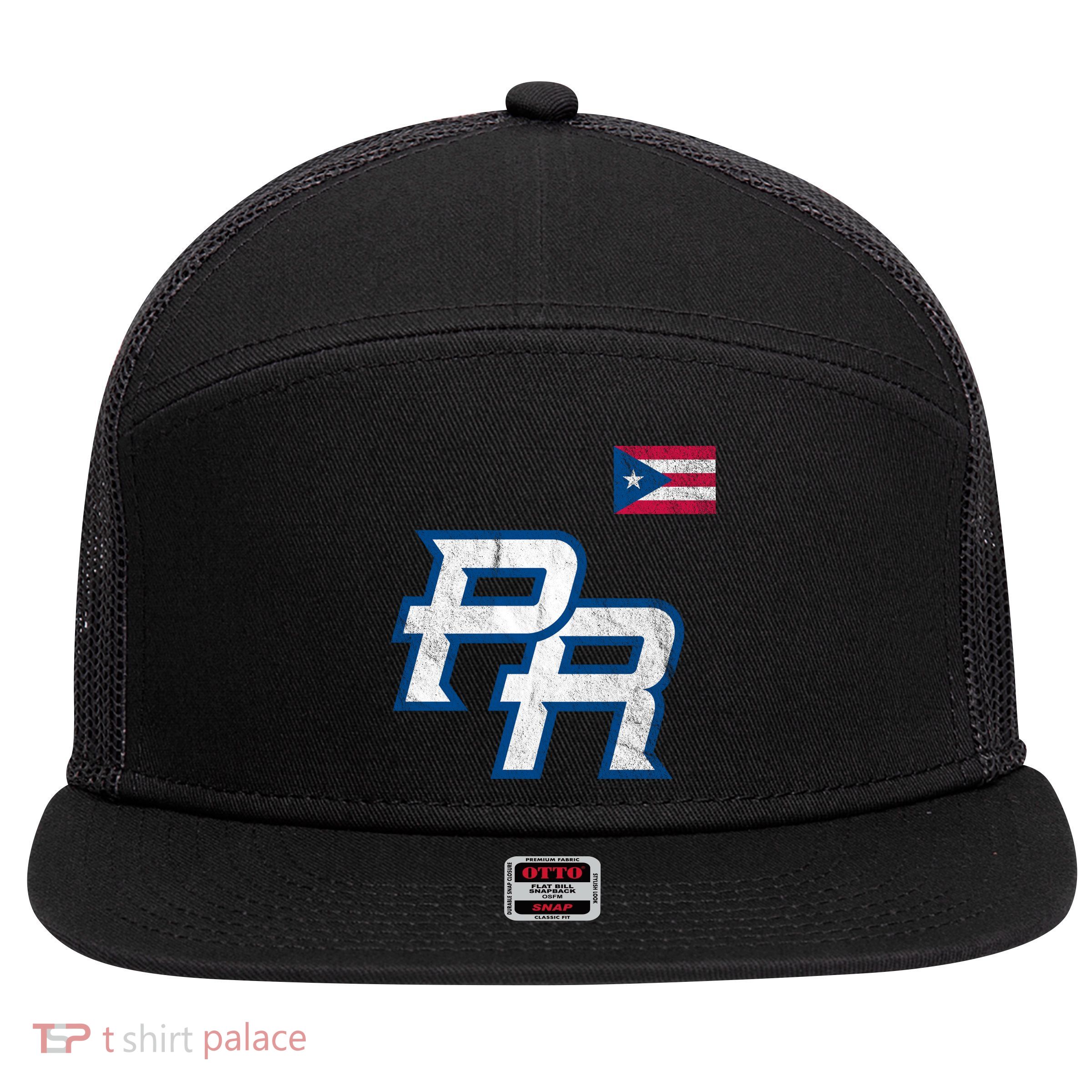Puerto Rico Baseball Flag Pride Boricua Puerto Rico 7 Panel Mesh Trucker Snapback Hat