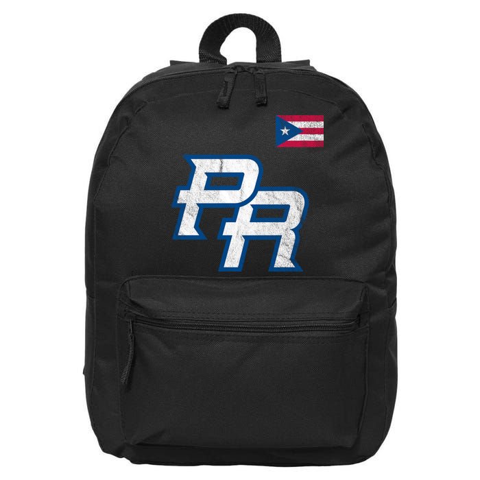 Puerto Rico Baseball Flag Pride Boricua Puerto Rico 16 in Basic Backpack