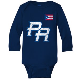 Puerto Rico Baseball Flag Pride Boricua Puerto Rico Baby Long Sleeve Bodysuit