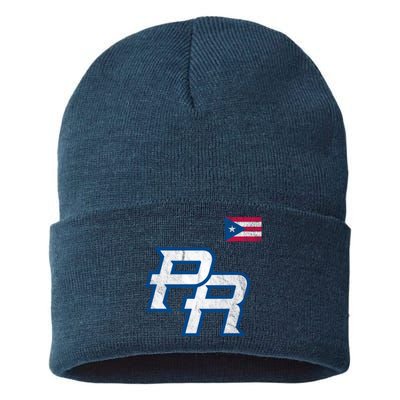 Puerto Rico Baseball Flag Pride Boricua Puerto Rico Sustainable Knit Beanie