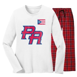 Puerto Rico Baseball Flag Pride Boricua Puerto Rico Women's Long Sleeve Flannel Pajama Set 