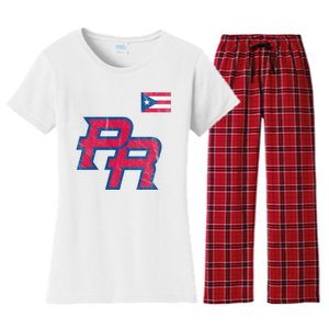 Puerto Rico Baseball Flag Pride Boricua Puerto Rico Women's Flannel Pajama Set