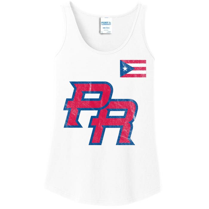 Puerto Rico Baseball Flag Pride Boricua Puerto Rico Ladies Essential Tank