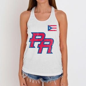 Puerto Rico Baseball Flag Pride Boricua Puerto Rico Women's Knotted Racerback Tank