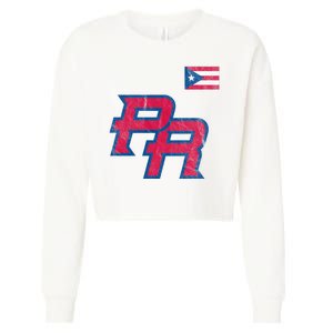 Puerto Rico Baseball Flag Pride Boricua Puerto Rico Cropped Pullover Crew