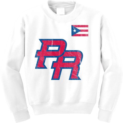 Puerto Rico Baseball Flag Pride Boricua Puerto Rico Kids Sweatshirt