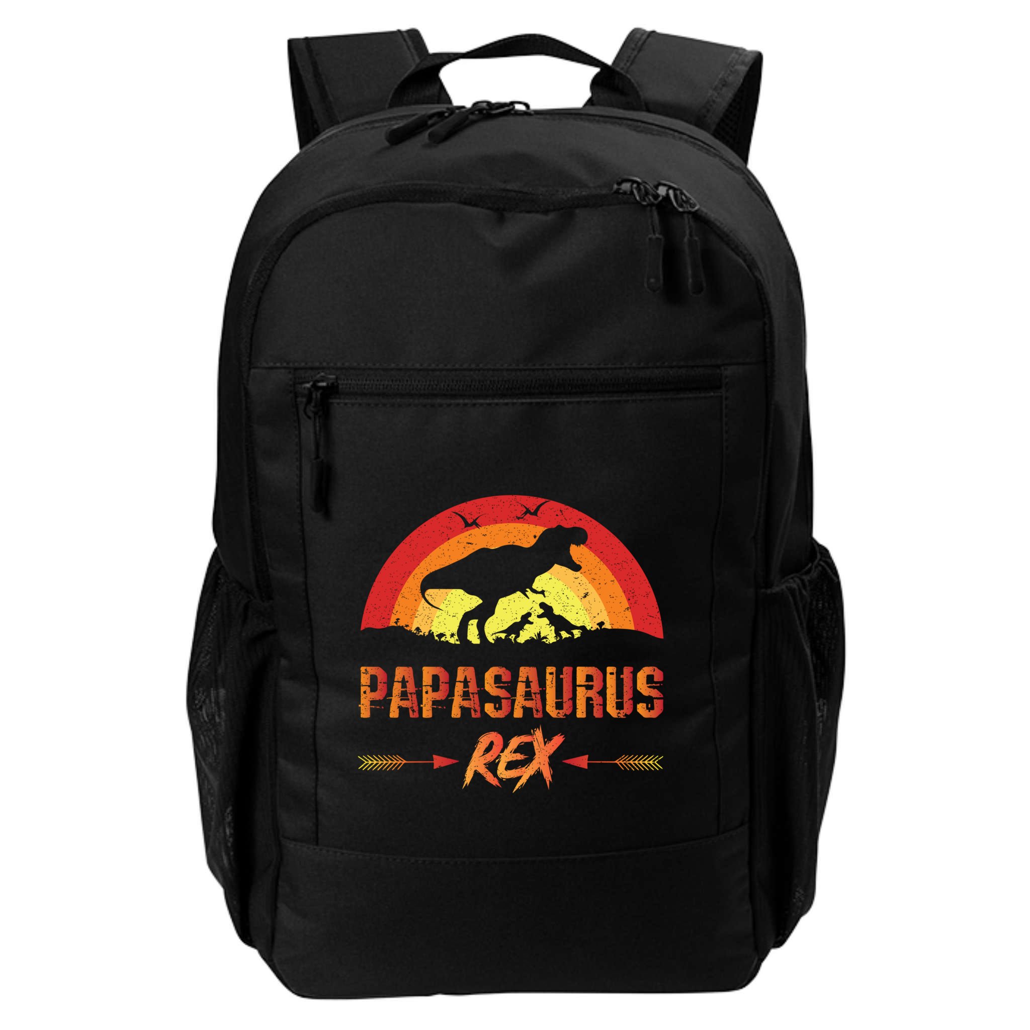 Papasaurus Rex 2 Sunset For Fathers Day Daddysaurus Gift Backpack