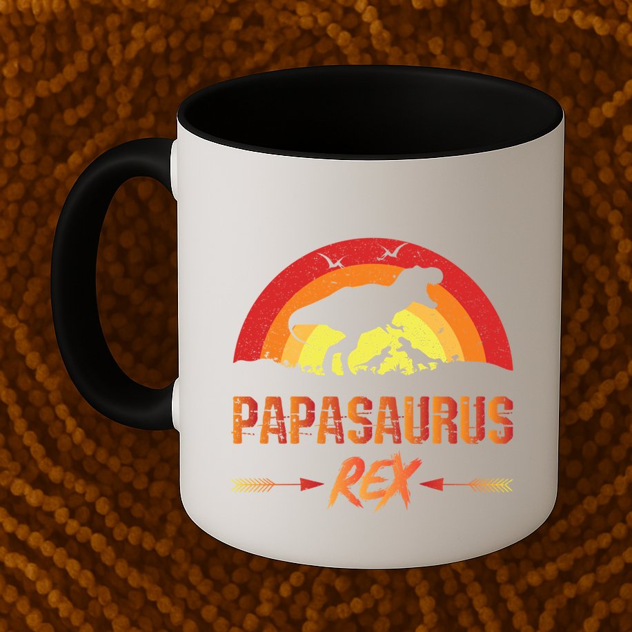 Papasaurus Rex 2 Sunset For Fathers Day Daddysaurus Gift Mug