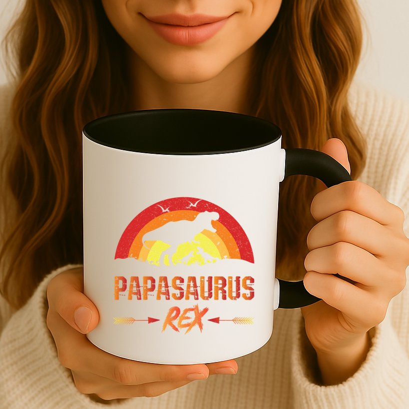 Papasaurus Rex 2 Sunset For Fathers Day Daddysaurus Gift Mug