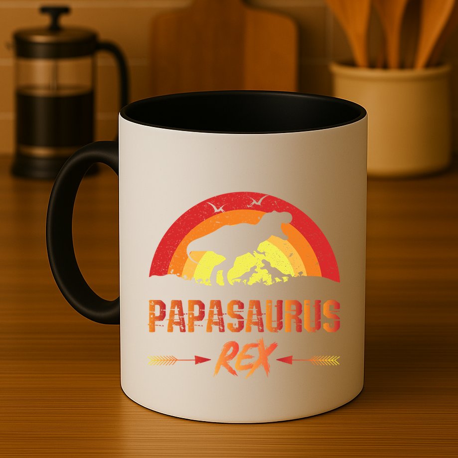 Papasaurus Rex 2 Sunset For Fathers Day Daddysaurus Gift Mug