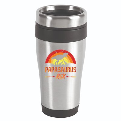 Papasaurus Rex 2 Sunset For Fathers Day Daddysaurus Gift 16oz Travel Tumbler