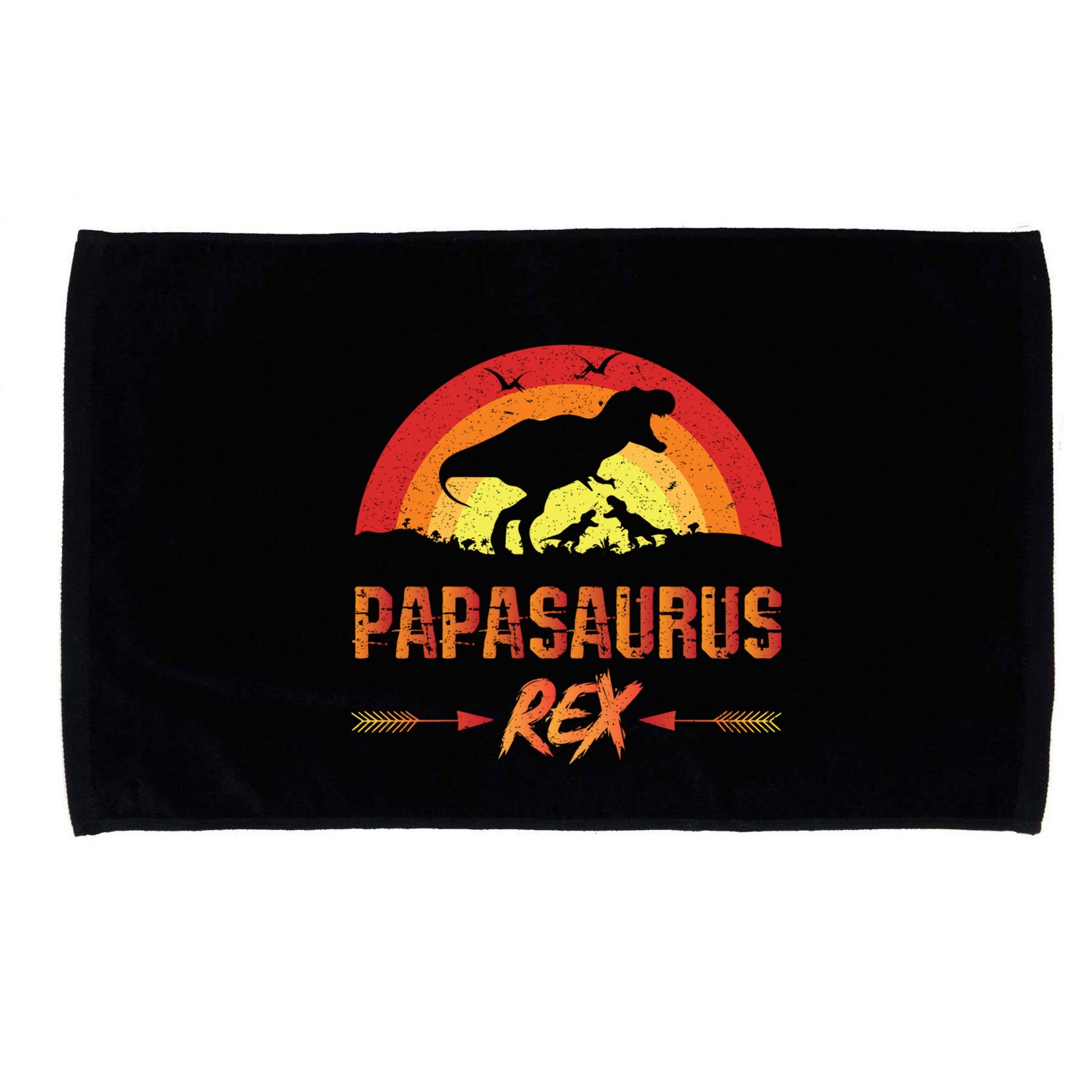 Papasaurus Rex 2 Sunset For Fathers Day Daddysaurus Gift Microfiber Hand Towel