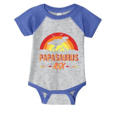 Papasaurus Rex 2 Sunset For Fathers Day Daddysaurus Gift Infant Baby Jersey Bodysuit