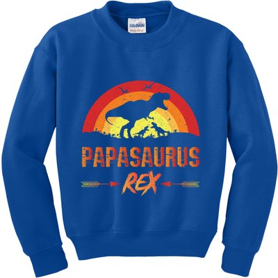 Papasaurus Rex 2 Sunset For Fathers Day Daddysaurus Gift Kids Sweatshirt