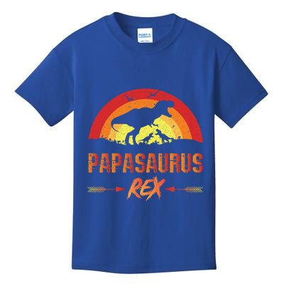 Papasaurus Rex 2 Sunset For Fathers Day Daddysaurus Gift Kids T-Shirt