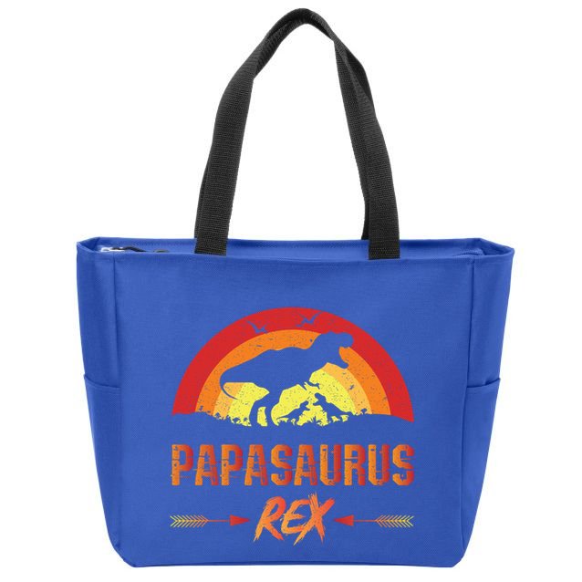Papasaurus Rex 2 Sunset For Fathers Day Daddysaurus Gift Zip Tote Bag