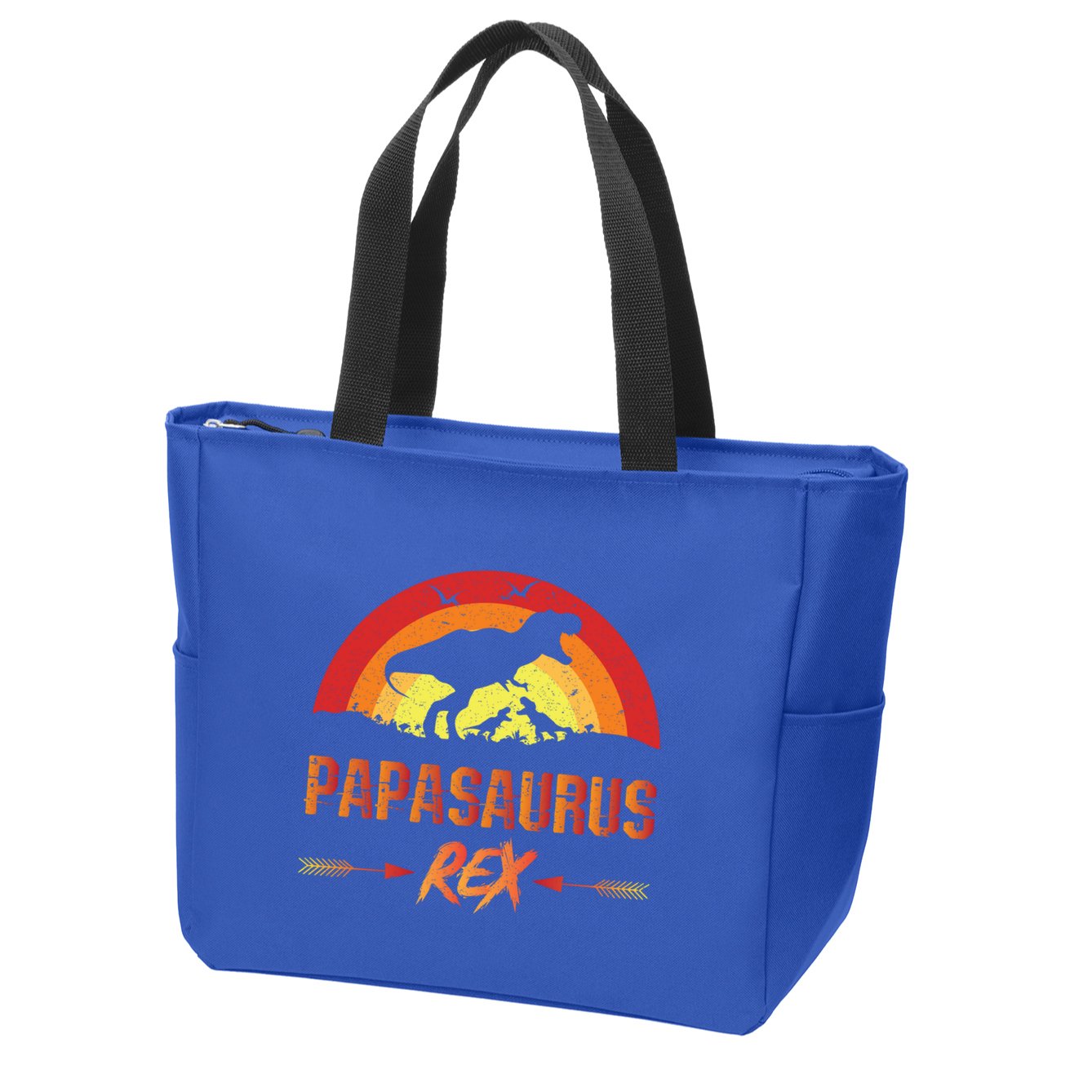 Papasaurus Rex 2 Sunset For Fathers Day Daddysaurus Gift Zip Tote Bag
