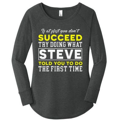 Personalized Retro 70s Style Steve Name Groovy Gifts Women's Perfect Tri Tunic Long Sleeve Shirt