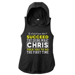 Personalized Retro 70s Style Chris Name Groovy Gifts Ladies PosiCharge Tri-Blend Wicking Draft Hoodie Tank