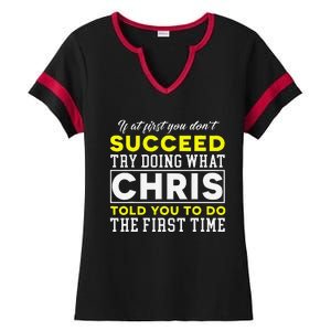 Personalized Retro 70s Style Chris Name Groovy Gifts Ladies Halftime Notch Neck Tee