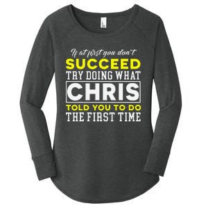 Personalized Retro 70s Style Chris Name Groovy Gifts Women's Perfect Tri Tunic Long Sleeve Shirt