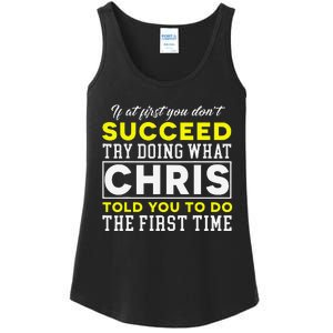 Personalized Retro 70s Style Chris Name Groovy Gifts Ladies Essential Tank