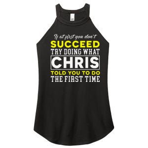 Personalized Retro 70s Style Chris Name Groovy Gifts Women's Perfect Tri Rocker Tank