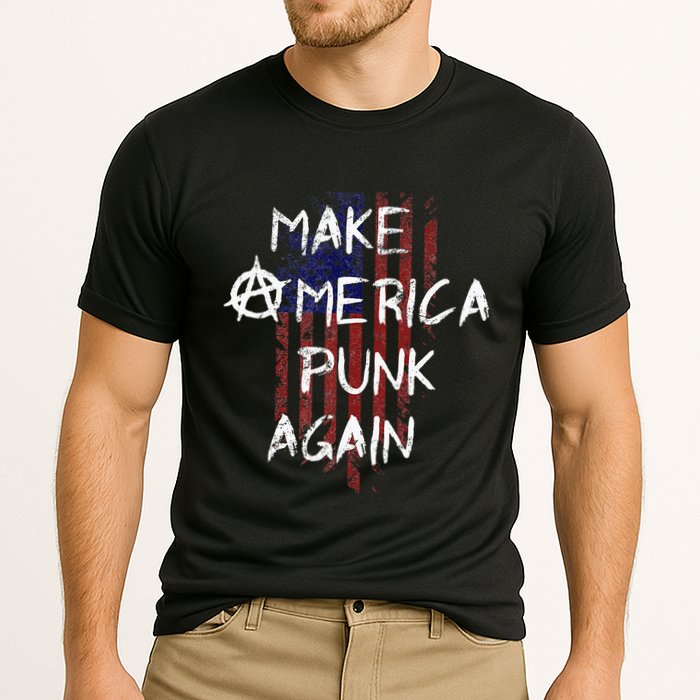 Punk Rocker 80s Design With Make America Punk Again Flag Performance Shirt