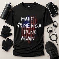 Punk Rocker 80s Design With Make America Punk Again Flag Performance Shirt