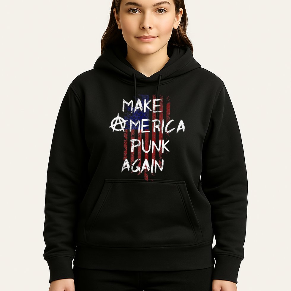 Punk Rocker 80s Design With Make America Punk Again Flag Hoodie