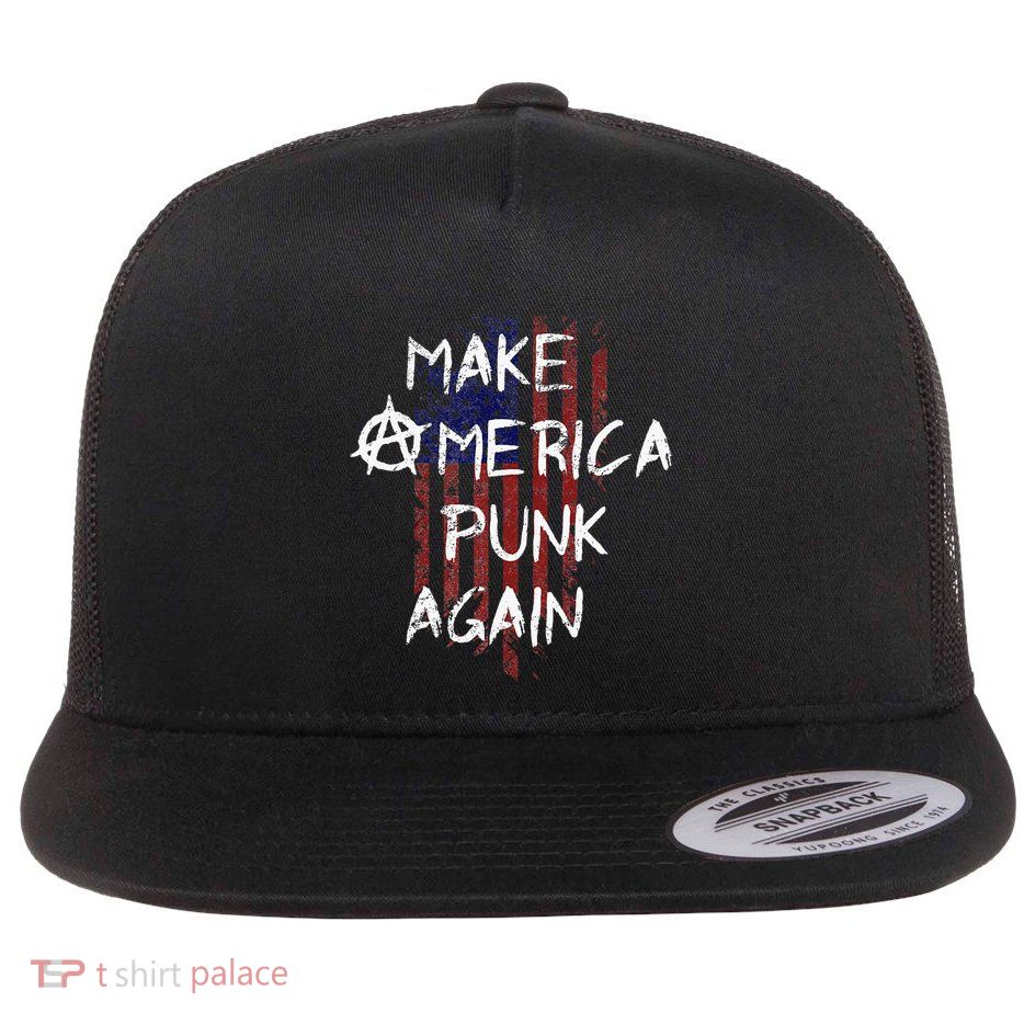 Punk Rocker 80s Design With Make America Punk Again Flag Flatbill Hat