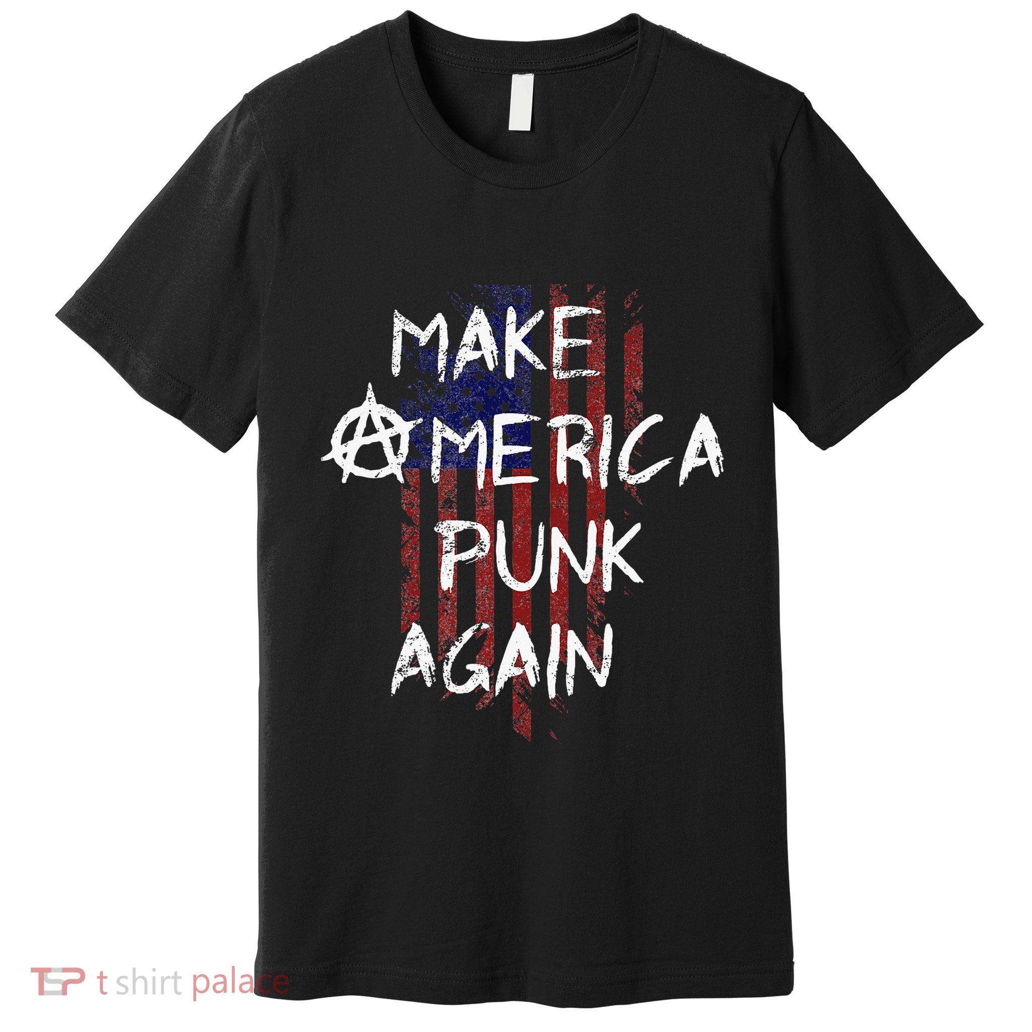 Punk Rocker 80s Design With Make America Punk Again Flag Premium T-Shirt