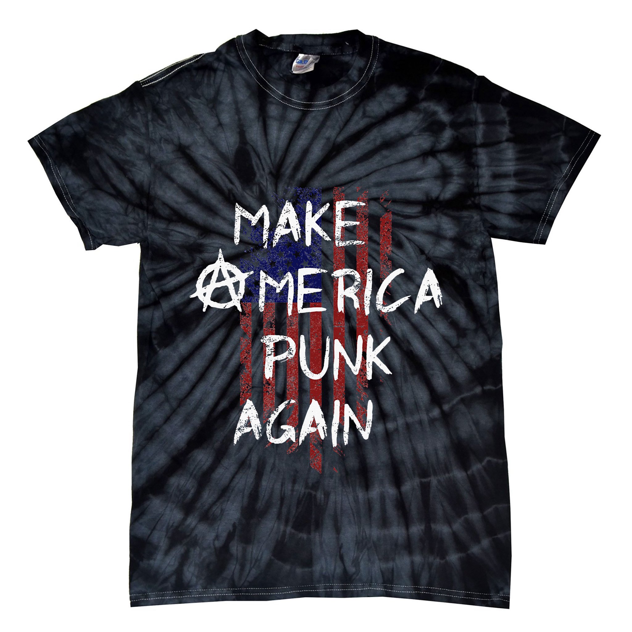 Punk Rocker 80s Design With Make America Punk Again Flag Tie-Dye T-Shirt