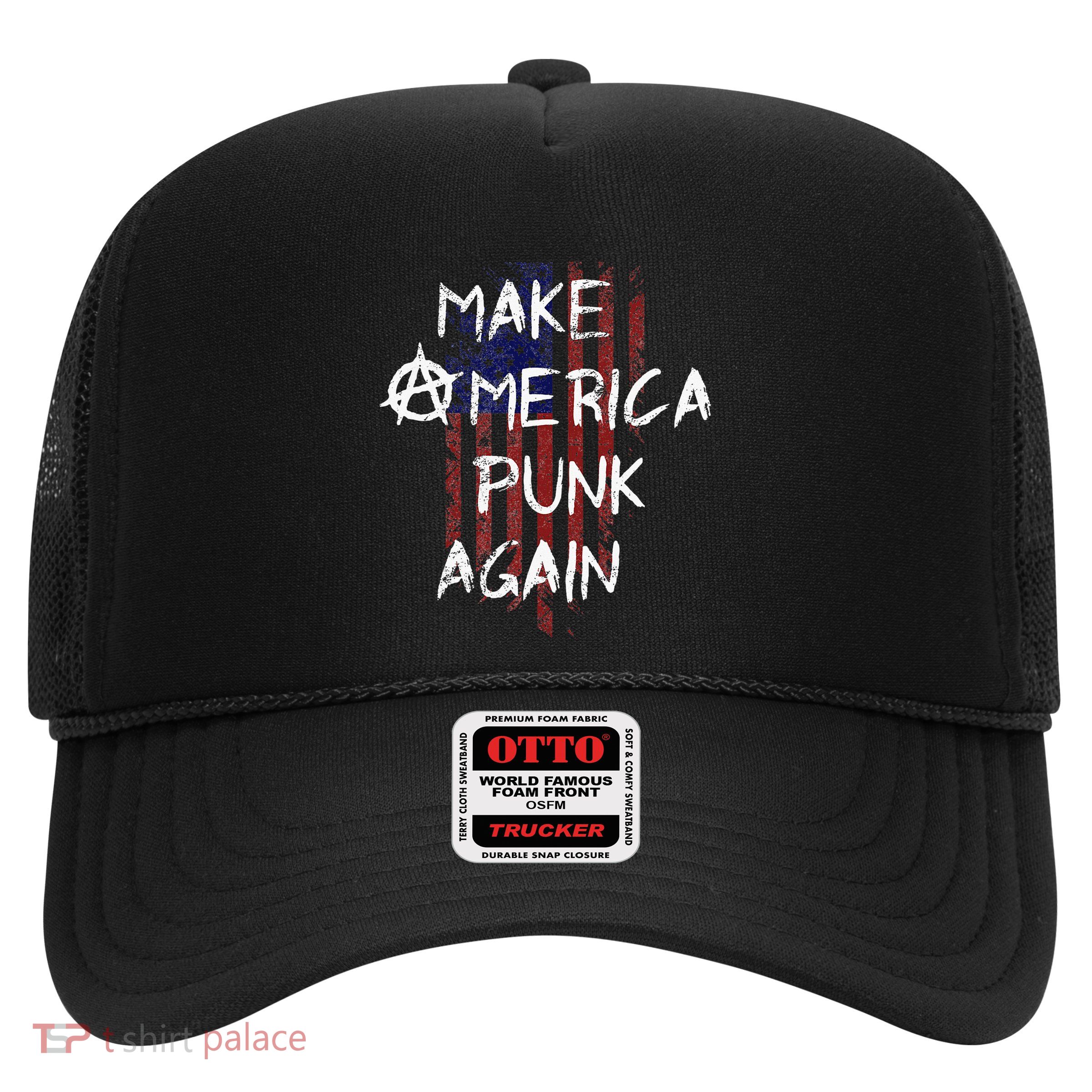 Punk Rocker 80s Design With Make America Punk Again Flag Trucker Hat