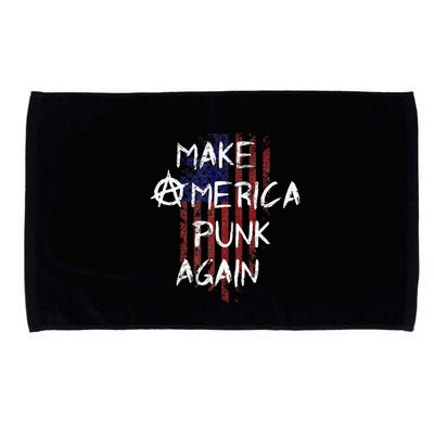 Punk Rocker 80s Design With Make America Punk Again Flag Microfiber Hand Towel