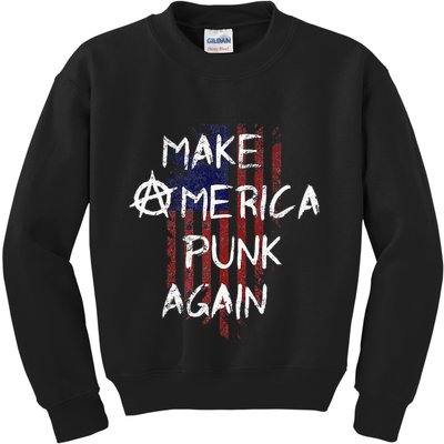 Punk Rocker 80s Design With Make America Punk Again Flag Kids Sweatshirt