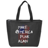 Punk Rocker 80s Design With Make America Punk Again Flag Zip Tote Bag