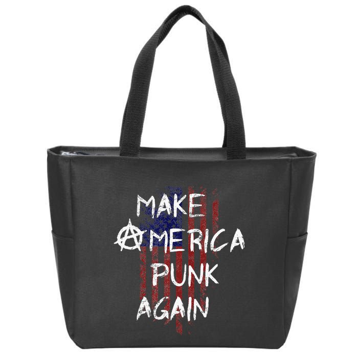 Punk Rocker 80s Design With Make America Punk Again Flag Zip Tote Bag
