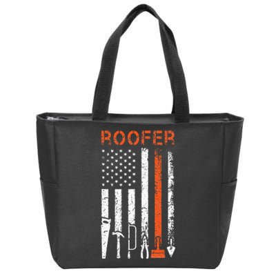 Patriotic Roofer American USA Flag Roofing Slating Zip Tote Bag